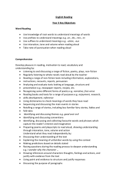 English Reading Year 3 Key Objectives Word Reading &bull; Use