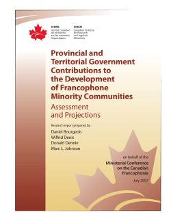 Provincial and Territorial Government Contributions to the