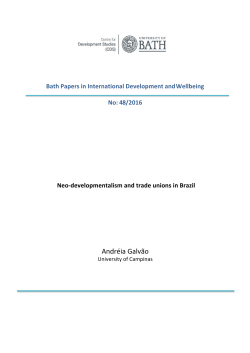 Neo-developmentalism and trade unions in Brazil
