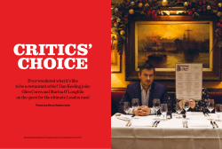 Ever wondered what it`s like to be a restaurant critic?