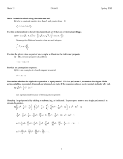 Math 131 EXAM 1 Spring 2012 Write the set described using the