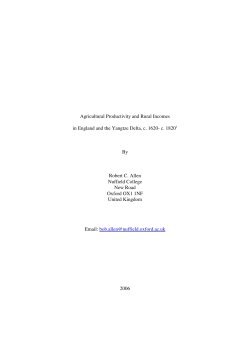 Agricultural Productivity and Rural Incomes in