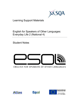 Learning Support Materials English for Speakers of Other