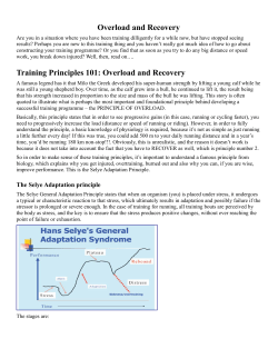 Overload and Recovery Training Principles 101: Overload and