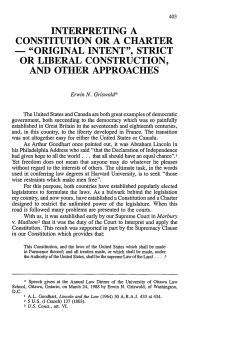 Interpreting a Constitution or a Charter-