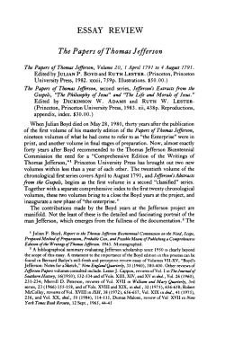 ESSAY REVIEW The Papers of Thomas Jefferson