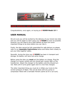 USER MANUAL AND ASSEMBLY INSTRUCTIONS