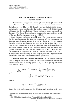 ON THE HURWITZ ZETA-FUNCTION 1. Introduction