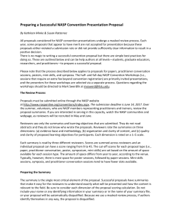 Preparing a Successful NASP Convention Presentation Proposal