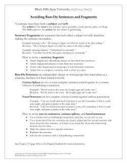Avoiding Run-On Sentences and Fragments