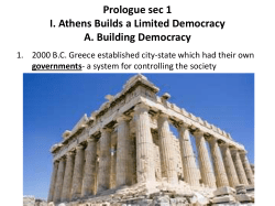 Prologue sec 1 I. Athens Builds a Limited Democracy