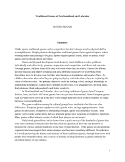 Traditional Games of Newfoundland and Labrador Commemoration