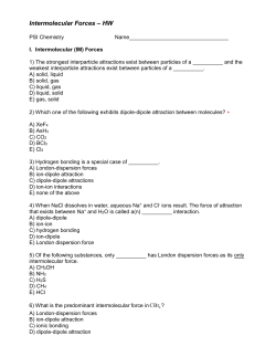 Intermolecular Forces &ndash; HW
