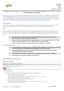 Kindergarten Social Studies Unit 09 Exemplar Lesson 02: George