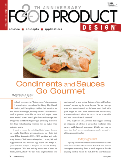 Condiments and Sauces Go Gourmet