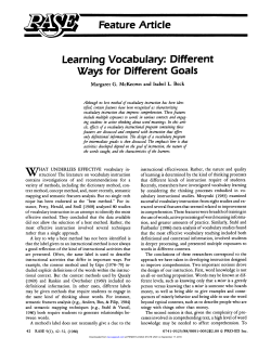 Feature Article Learning Vocabulary: Different Ways for