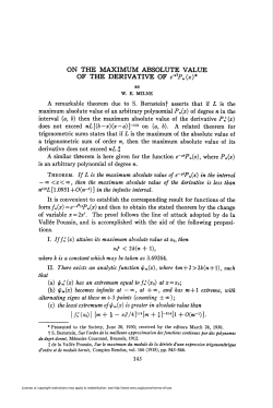 ON THE MAXIMUM ABSOLUTE VALUE OF THE DERIVATIVE OF e