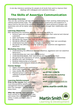 Assertiveness skills - Martin Smith Learning and Development