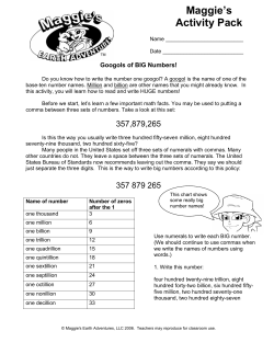 Googols of BIG Numbers! - Maggie`s Earth Adventures