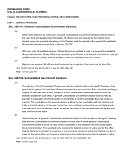 ORDINANCE CODE City of JACKSONVILLE, FLORIDA Sec