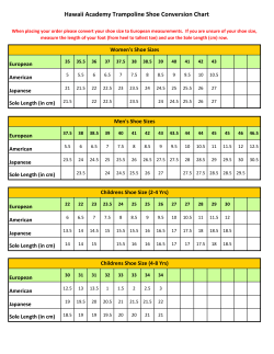 Hawaii Academy Trampoline Shoe Conversion Chart