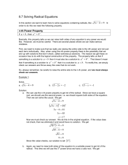 8.7 Solving Radical Equations
