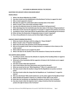 Abraham Lincoln`s Speeches - Questions