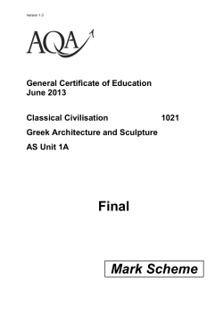 A-level Classical Civilisation Mark scheme Unit 01A - Greek
