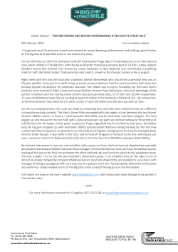Media Release &ndash; &ldquo;RECORD CROWDS AND RECORD