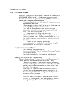 Constitutional Law Outline PART I: JUDICIAL POWER