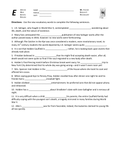 Directions: Use the new vocabulary words to complete the following