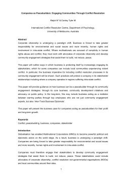 Companies as Peacebuilders: Engaging Communities Through