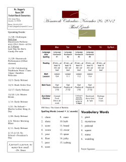 Homework Calendar - 3rd - Giant of Barletta - 11-26