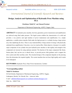 Design, Analysis and Optimization of Hydraulic Press Machine using