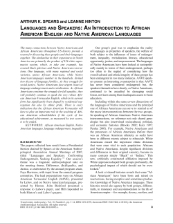 Languages and Speakers: An Introduction to African American