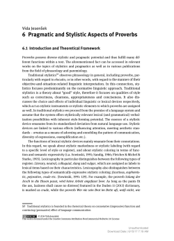 6 Pragmatic and Stylistic Aspects of Proverbs