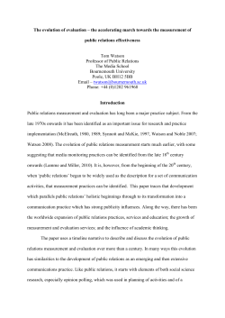 the evolution of evaluation: public relations` erratic path to