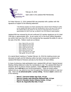 February 25, 2016 Open Letter to the Lakeland REA Membership