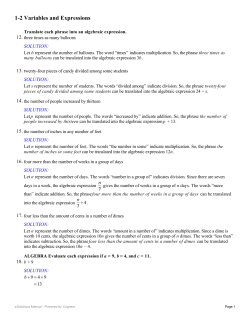 1-2 Variables and Expressions - Waukee Community School District