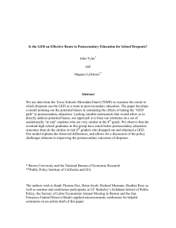 Is the GED an Effective Route to Postsecondary Education for