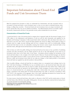 Important Information about Closed-End Funds and Unit