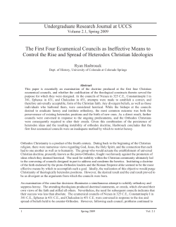 First Four Ecumenical Councils - Undergraduate Research Journal