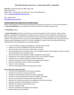 Course Syllabus - Department of Nutritional Sciences