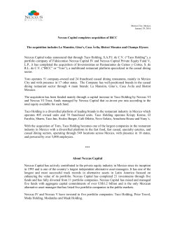 Nexxus Capital today announced that through Taco Holding, S.A.P.I.