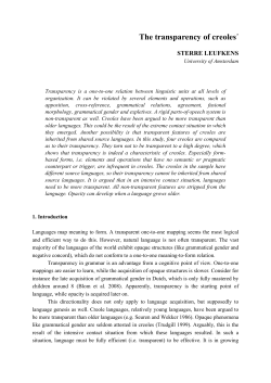 The transparency of creoles - UvA-DARE
