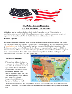 8-4.3 Notes - Causes of Secession: Why South Carolina Left the Union