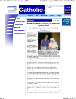 Author recounts life-changing experience with Mother Teresa