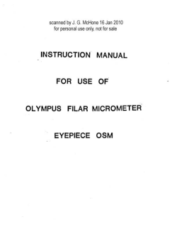 Olympus Filar Micrometer Eyepiece OSM Instruction Manual