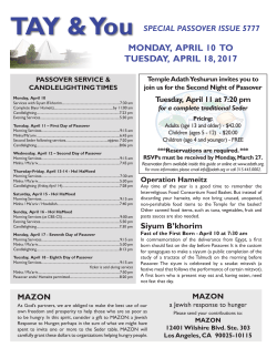 MondAY, April 10 To TuesdAY, April 18, 2017