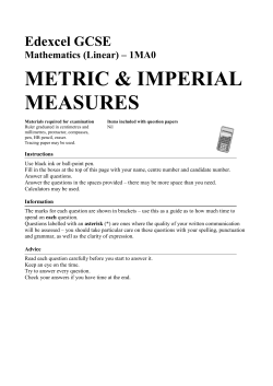 Metric and Imperial - Acland Burghley School